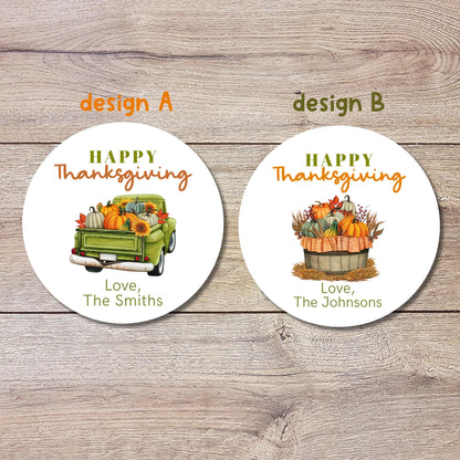 Personalized Thanksgiving Stickers, Custom Happy Turkey Day Label, Autumn Fall Thank You Greetings Invitation Envelope Seal Gift Basket