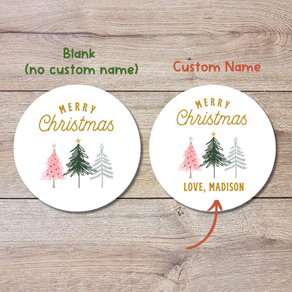 Personalized Christmas Tree Stickers, Custom Happy Holidays Merry Christmas Labels, Party Favor Gift Tags, Gift Boxes, Envelope Seals