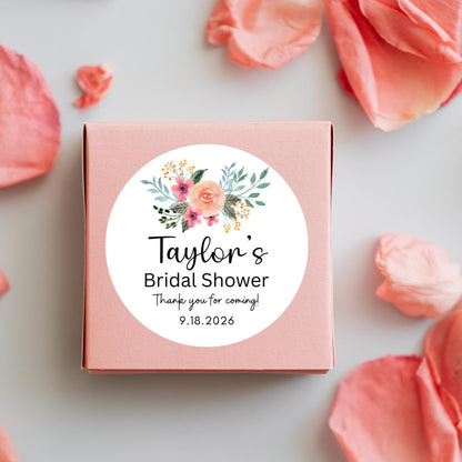 Floral Bridal Shower Favor Stickers, Custom Thank You Labels, Personalized Bridal Shower Bride-to-Be Party Favor Stickers