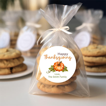 Personalized Happy Thanksgiving Stickers, Custom Happy Fall Day Label, Autumn Thank You Greetings Invitation Envelope Seal Gift Basket Label