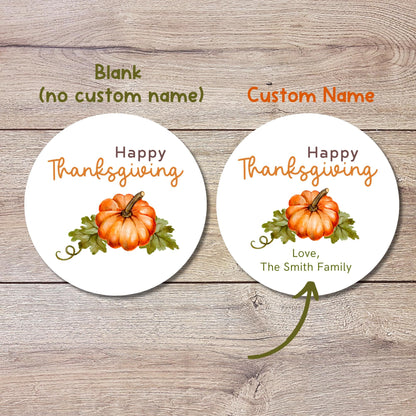 Personalized Happy Thanksgiving Stickers, Custom Happy Fall Day Label, Autumn Thank You Greetings Invitation Envelope Seal Gift Basket Label