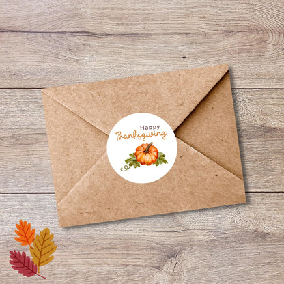 Personalized Happy Thanksgiving Stickers, Custom Happy Fall Day Label, Autumn Thank You Greetings Invitation Envelope Seal Gift Basket Label