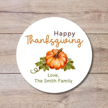 Personalized Happy Thanksgiving Stickers, Custom Happy Fall Day Label, Autumn Thank You Greetings Invitation Envelope Seal Gift Basket Label
