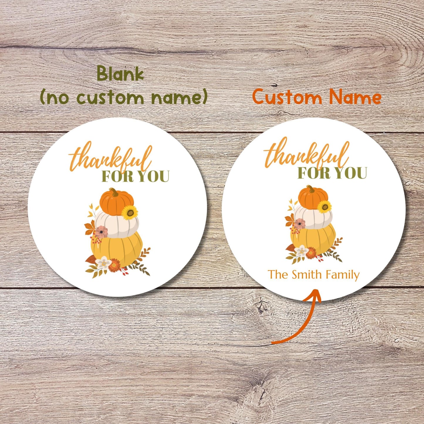 Personalized Thankful For You Pumpkins Stickers, Custom Happy Thanksgiving Label, Holiday Baked Goods, Baking Labels, Greeting Envelope Seal