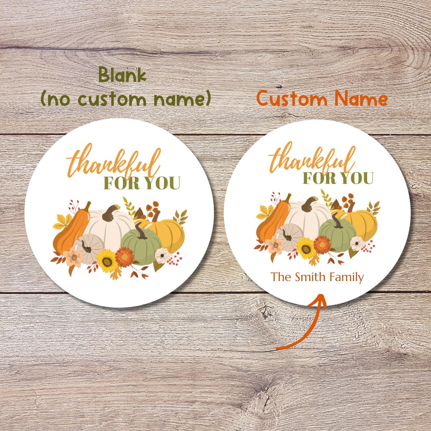 Personalized Thankful For You Pumpkins Stickers, Custom Happy Thanksgiving Label, Holiday Baked Goods, Baking Labels, Greeting Envelope Seal