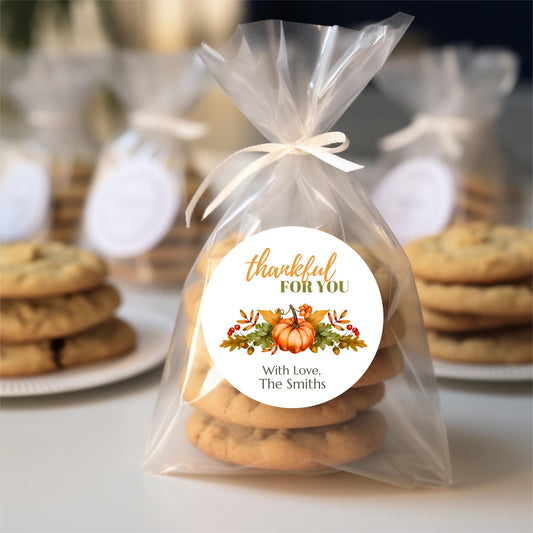 Personalized Thankful For You Stickers, Custom Happy Thanksgiving Label, Autumn Thank You Greetings Invitation Envelope Seal Gift Label
