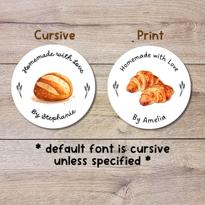 Personalized Baking Stickers, Customized Homemade Baked Goods Label, Homemade Fresh Bread Baking Small Business Bakery Packaging Labels