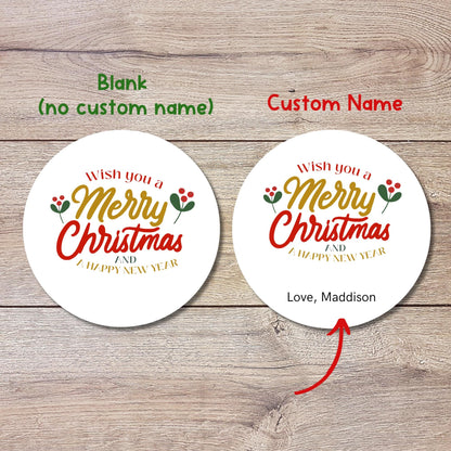 Personalized Merry Christmas Stickers, Custom Happy Holidays Design Labels, Holiday Baking Party Favor Treat Bags Gift Wrapping Tags