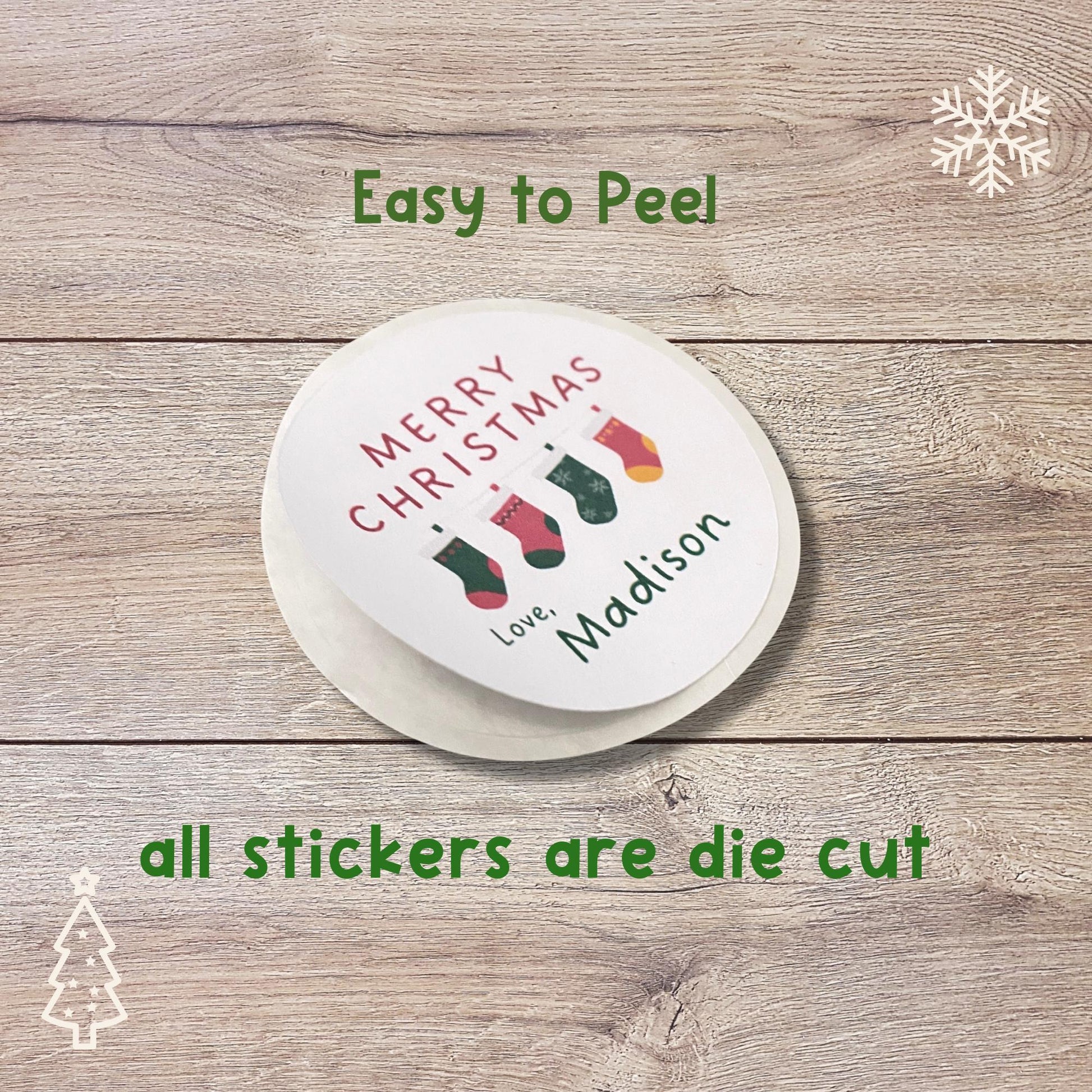 Personalized Snowman and Christmas Tree Stickers, Custom Happy Holidays Merry Christmas Labels, Gift Tags for Party Favors Baked Goods