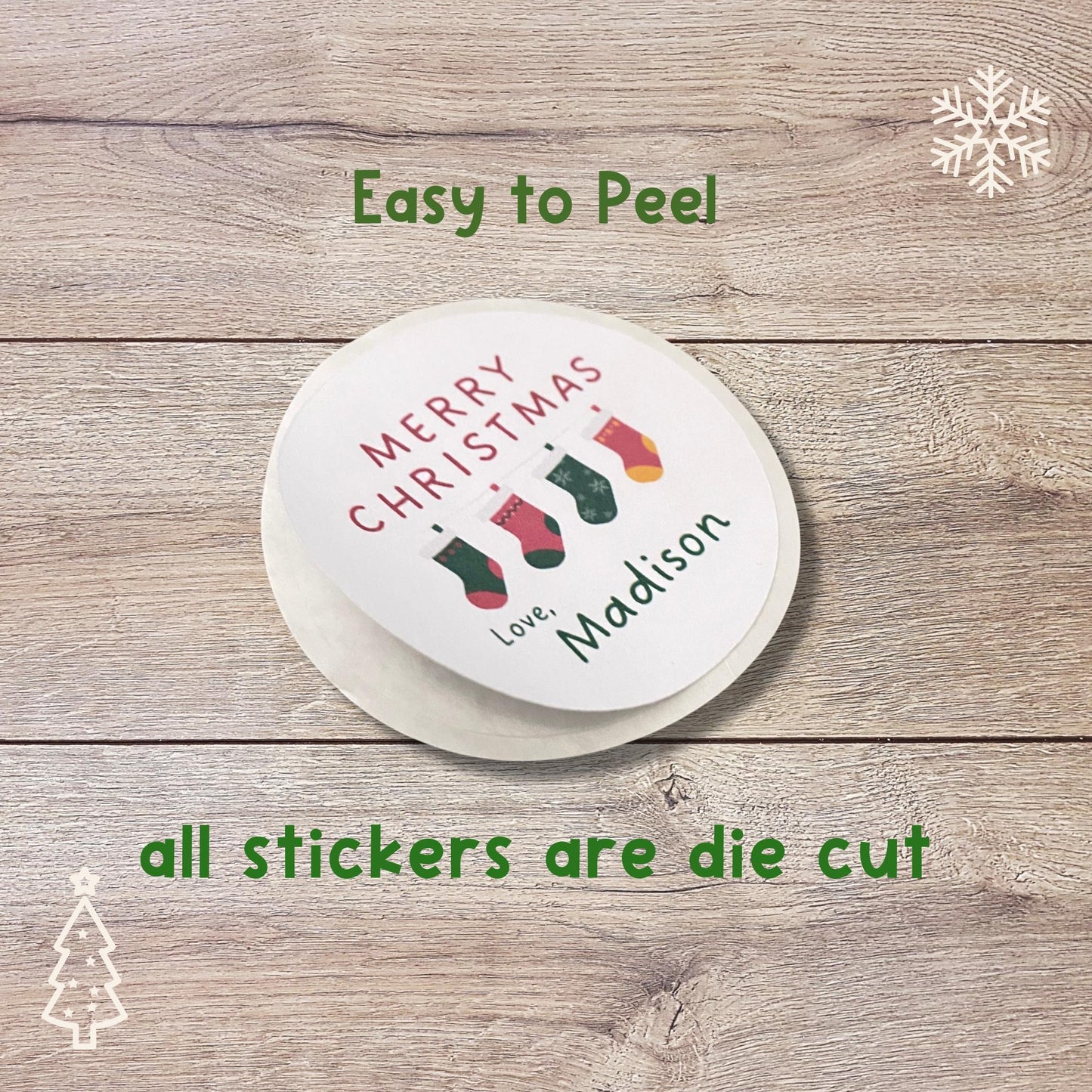 Personalized Merry Christmas Stickers, Custom Happy Holidays Design Labels, Holiday Baking Party Favor Treat Bags Gift Wrapping Tags