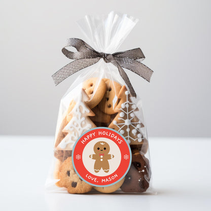 Personalized Merry Christmas Stickers, Custom Happy Holidays Santa Reindeer Design Labels, Party Favor Treat Bags Gift Tag Holiday Baking