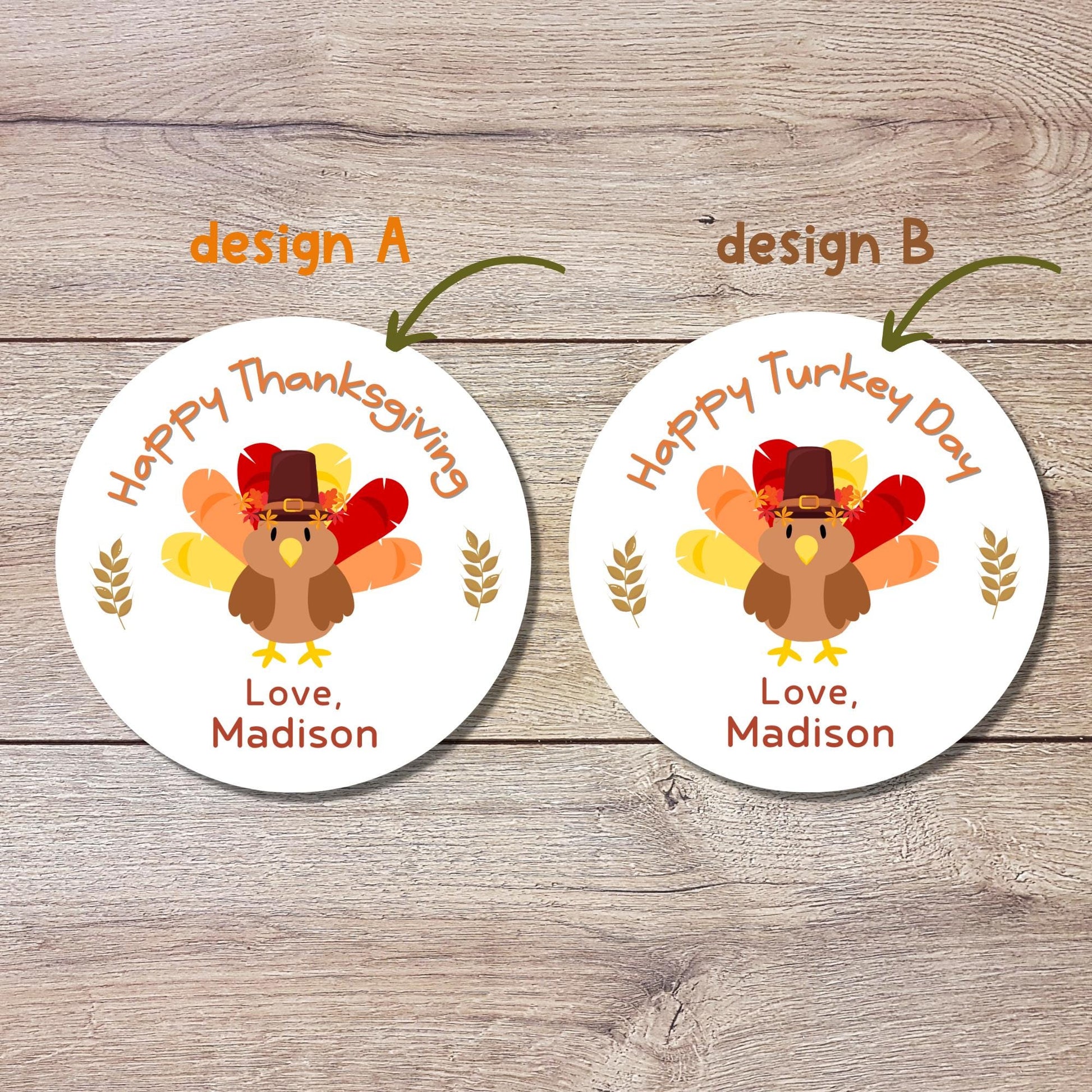 Personalized Thanksgiving Stickers, Custom Happy Turkey Day Label