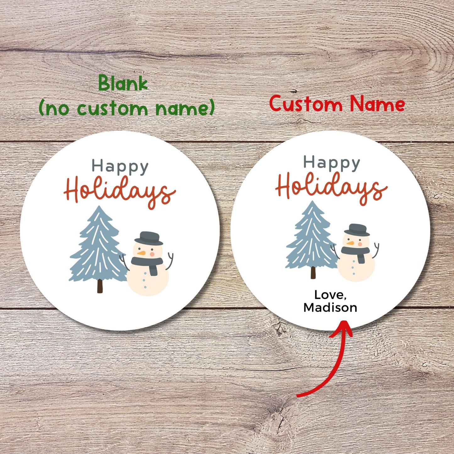 Personalized Christmas Snowman Stickers, Custom Happy Holidays Labels, Holiday Baking Party Favor Treat Bags, Christmas Wrapping Gift Tags