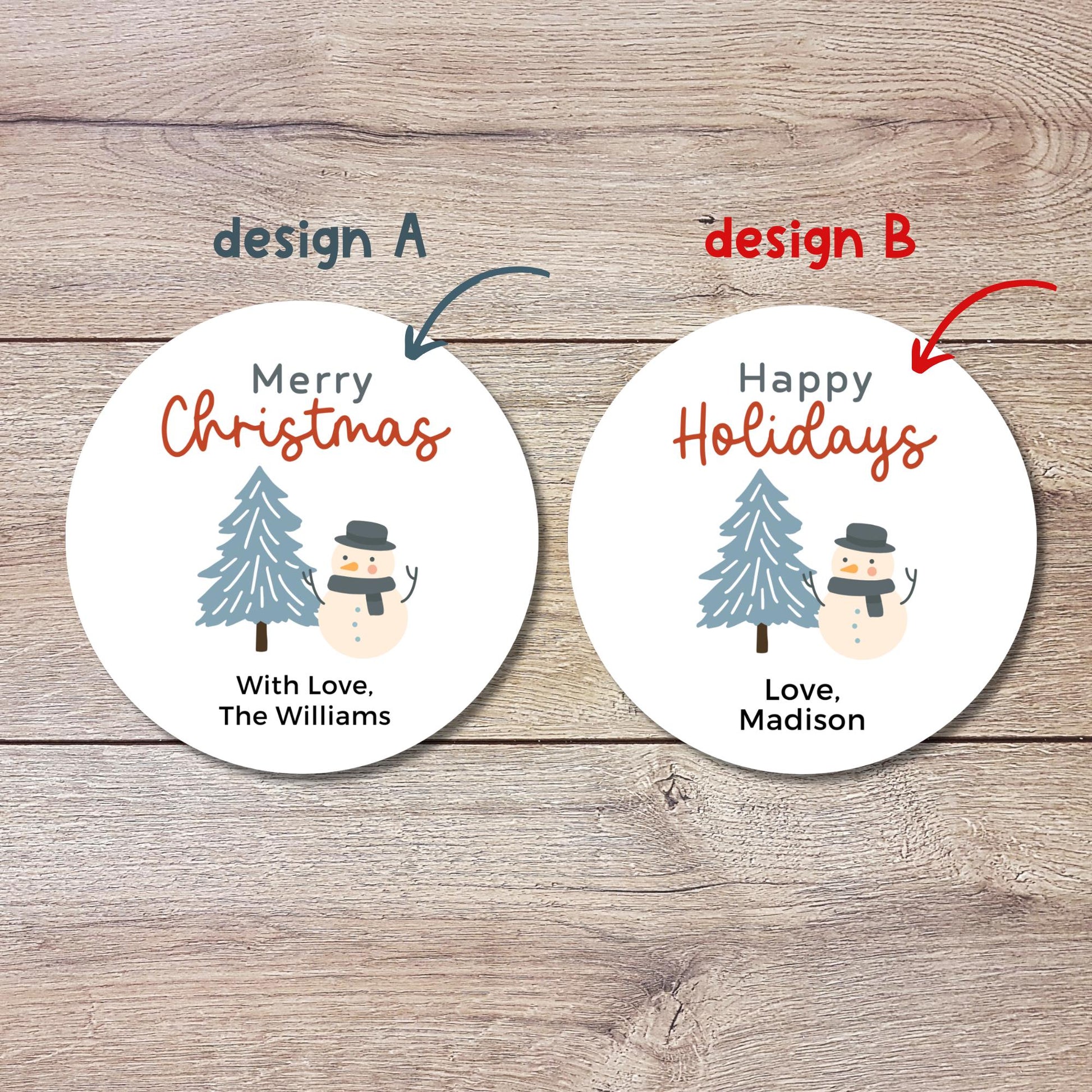 Personalized Christmas Snowman Stickers, Custom Happy Holidays Labels, Holiday Baking Party Favor Treat Bags, Christmas Wrapping Gift Tags