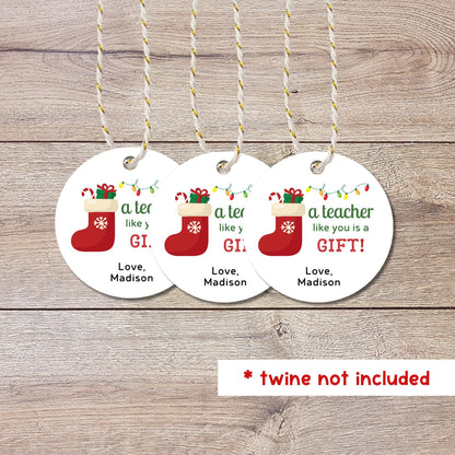 Personalized Christmas Teacher Gift Tags, Custom Holiday Gift Tags, Matte Finish, A Teacher Like You is Gift, School Event Tags, Baking Gift