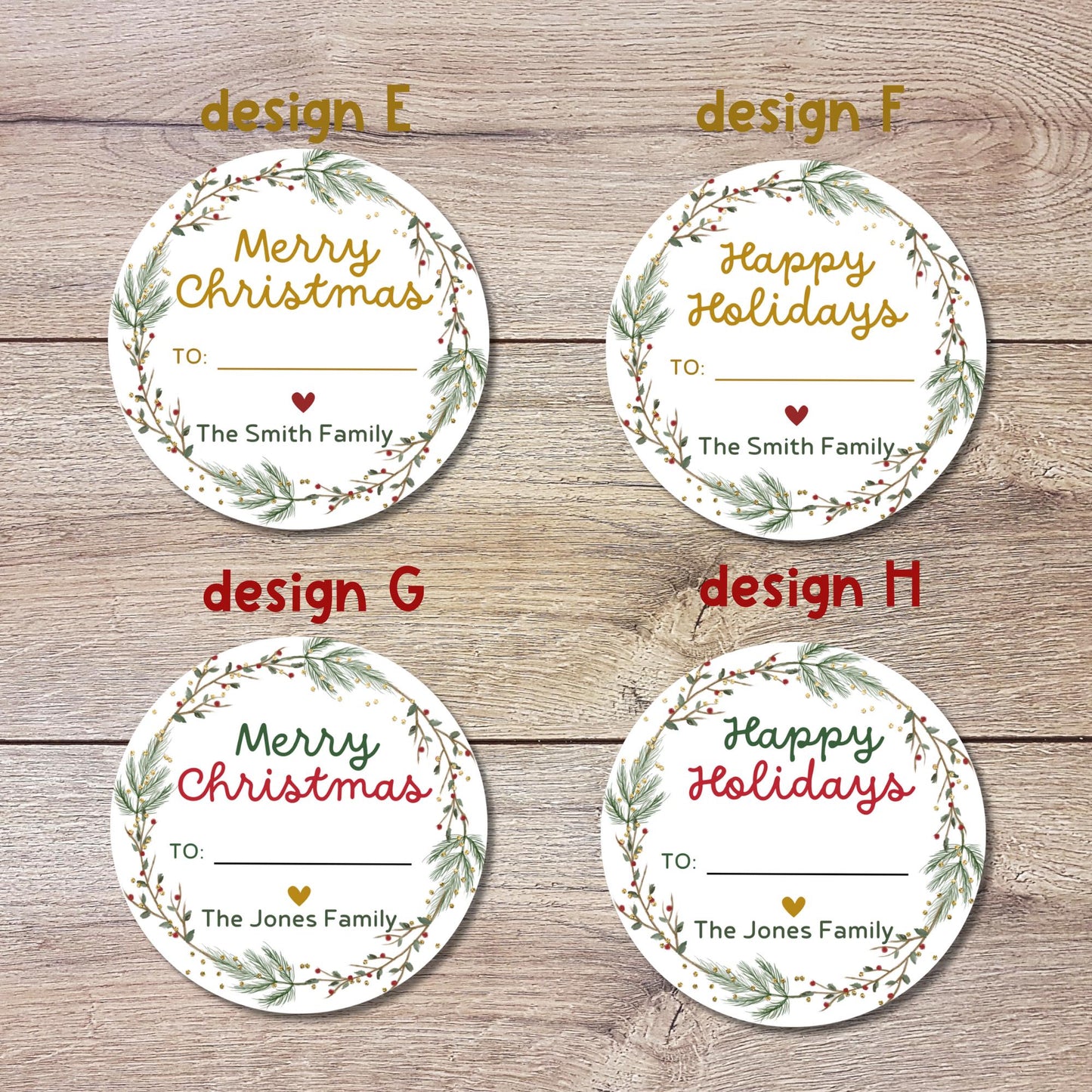 Personalized Merry Christmas Stickers, Custom Happy Holidays Labels, Holiday Baking Party Favor Treat Bags, To and From Gift Tags