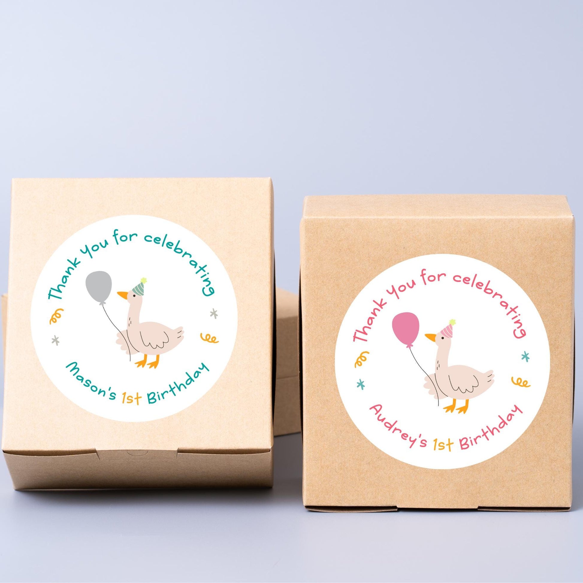 Personalized Happy Birthday Goose Stickers, Goody Bag Stickers, Custom Birthday Label, Kids Birthday Animal Stickers, Cute Birthday Stickers