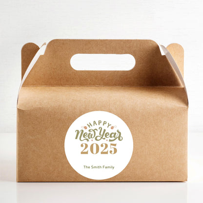 Personalized Happy New Year 2025 Stickers, Custom New Year's Eve Party Labels, Holiday Baking Party Favor Treat Bags Gift Labels