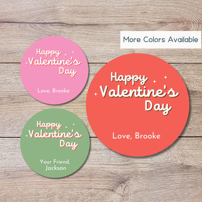 Personalized Valentine's Day Stickers, Happy Valentine Label, Custom School Classroom Party Favor Treat Bag Stickers, Homemade Baked Goods