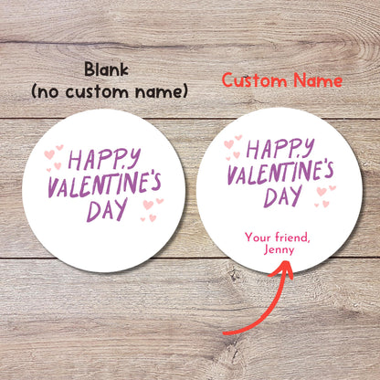 Personalized Valentine's Day Stickers, Happy Valentine Label, Custom School Classroom Party Favor Treat Bag Stickers, Homemade Baked Goods