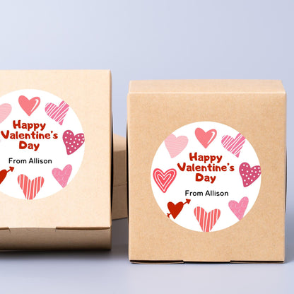 Personalized Valentine's Day Stickers, Happy Valentine Label, Custom School Classroom Party Favor Treat Bag Stickers, Baked with Love