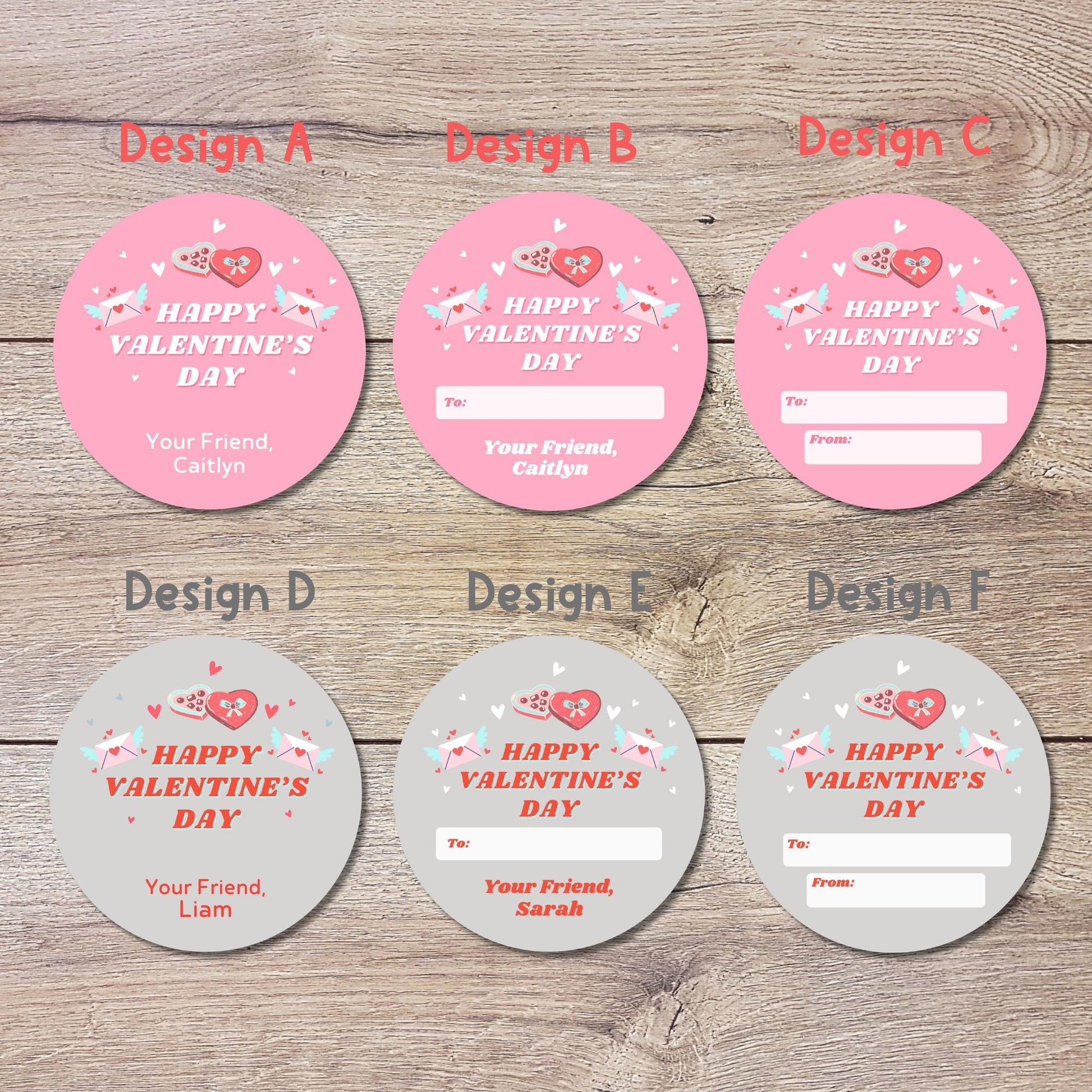 Personalized Happy Valentine's Day To From Stickers, Custom Valentine Label, Valentine School Party Favor Treat Bag Sticker, Baking Stickers