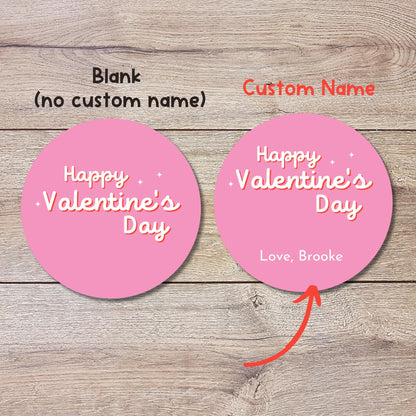 Personalized Valentine's Day Stickers, Happy Valentine Label, Custom School Classroom Party Favor Treat Bag Stickers, Homemade Baked Goods