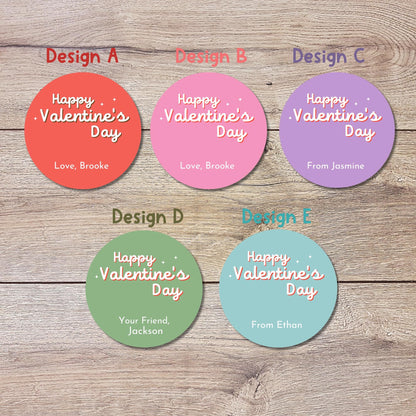 Personalized Valentine's Day Stickers, Happy Valentine Label, Custom School Classroom Party Favor Treat Bag Stickers, Homemade Baked Goods