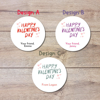 Personalized Valentine's Day Stickers, Happy Valentine Label, Custom School Classroom Party Favor Treat Bag Stickers, Homemade Baked Goods