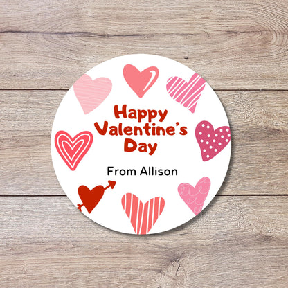 Personalized Valentine's Day Stickers, Happy Valentine Label, Custom School Classroom Party Favor Treat Bag Stickers, Baked with Love