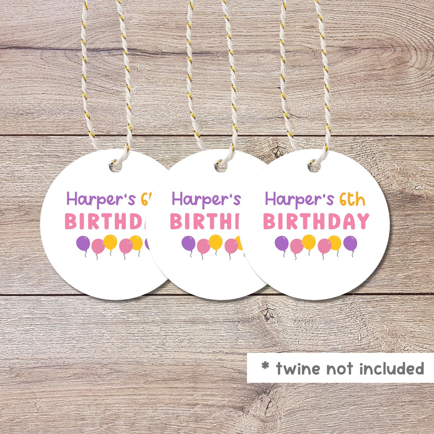 Personalized Birthday Gift Tags, Matte Finish, Thank You for Coming Happy Birthday Party Favor Treat Bag Tag, Custom Kids Birthday Gift Tag