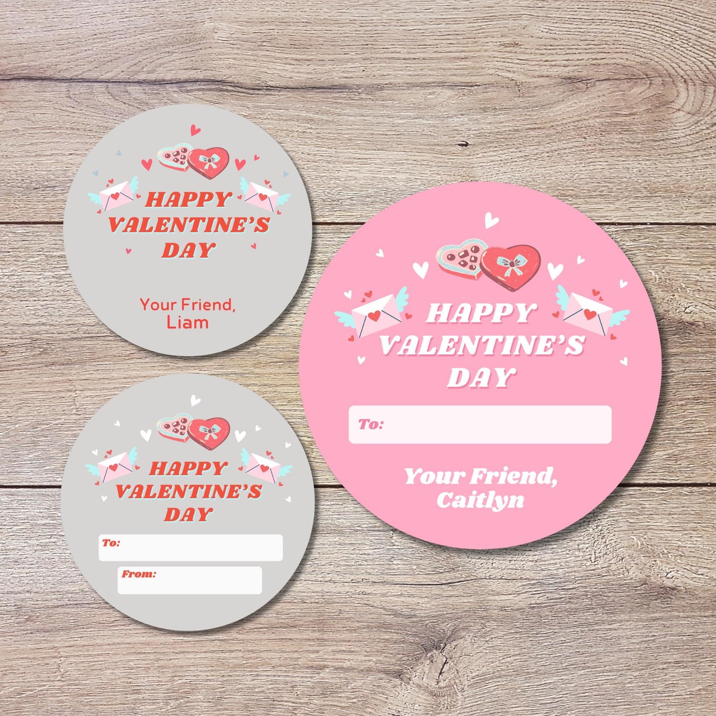 Personalized Happy Valentine's Day To From Stickers, Custom Valentine Label, Valentine School Party Favor Treat Bag Sticker, Baking Stickers