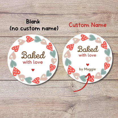 Valentine Baking Stickers, Personalized Valentine Baked with Love Labels, Custom Made with Love Gift Tags, Happy Valentine Home Baking