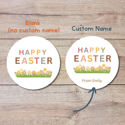 Personalized Happy Easter Stickers, Custom Easter Labels, Easter Gift Basket Party Favor Treat Bag Stickers, Customize Name Event Labels