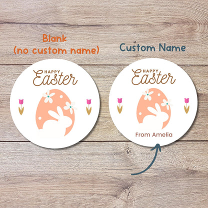 Personalized Happy Easter Stickers, Custom Easter Eggs Labels, Easter Gift Basket Party Favor Treat Bag Stickers, Customize Name Event Label