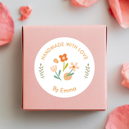 Personalized Handmade with Love Stickers, Customized Baked Goods Label, Homemade with Love Small Business Bakery Packaging Labels