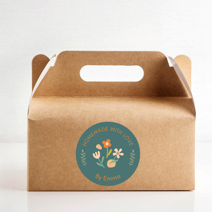 Personalized Handmade with Love Stickers, Customized Baked Goods Label, Homemade with Love Small Business Bakery Packaging Labels