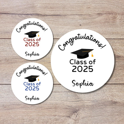 Personalized Graduation Stickers, Happy Graduation Labels, Custom Graduation Party Favor Gift Bag Invitation Sticker, Grad Party