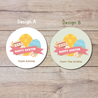 Personalized Happy Easter Stickers, Custom Easter Labels, Easter Gift Basket Party Favor Treat Bag Stickers, Customize Name Event Labels