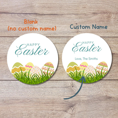 Personalized Happy Easter Stickers, Custom Easter Labels, Easter Gift Basket Party Favor Treat Bag Stickers, Customize Name Event Labels