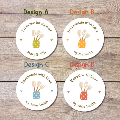 Personalized Baked with Love Stickers, Customized Baked Goods Label, Homemade with Love Small Business Bakery Packaging Labels
