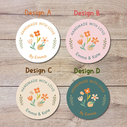 Personalized Handmade with Love Stickers, Customized Baked Goods Label, Homemade with Love Small Business Bakery Packaging Labels