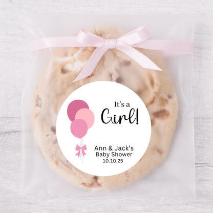 Personalized Baby Shower Stickers, It's a Girl, It's a Boy Labels, Gender Reveal Baby Party Favor Sticker, Thank You for Showering Stickers