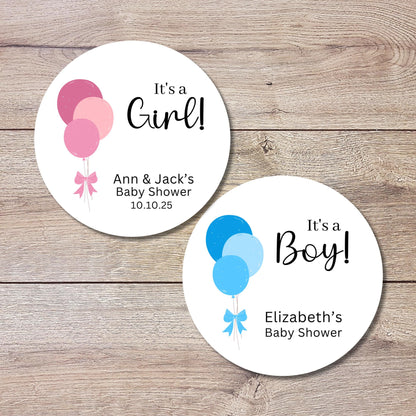 Personalized Baby Shower Stickers, It's a Girl, It's a Boy Labels, Gender Reveal Baby Party Favor Sticker, Thank You for Showering Stickers