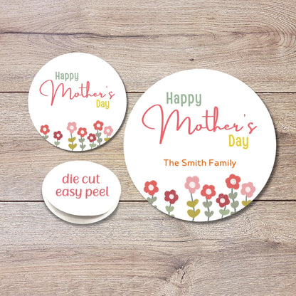 Personalized Mother's Day Stickers, Happy Mother’s Day Labels, Custom Floral Mother's Day Gift Stickers