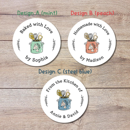 Personalized Baked with Love Stickers, Customized Baked Goods Label, Homemade with Love Small Business Bakery Packaging Labels