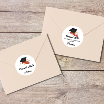 Personalized Graduation Stickers, Happy Graduation Labels, Custom Graduation Party Favor Stickers, Graduation Gift Bag Envelope Seal Sticker