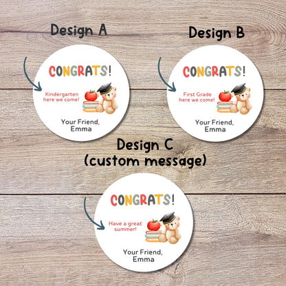 Personalized Kindergarten Promotion Stickers, Congrats Happy Kids Graduation Label End of School Party Treat Bag Have a Great Summer Sticker