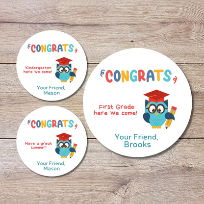 Personalized Kindergarten Promotion Stickers, Happy Kids Graduation Congrats Label End of School Party Treat Bag Have a Great Summer Sticker