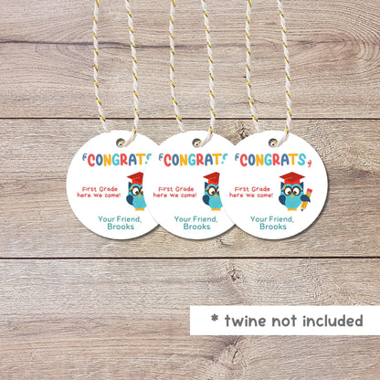 Personalized Kindergarten Promotion Gift Tags, Happy Kids Graduation Congrats End of School Party Treat Tags Have a Great Summer Gift Tags